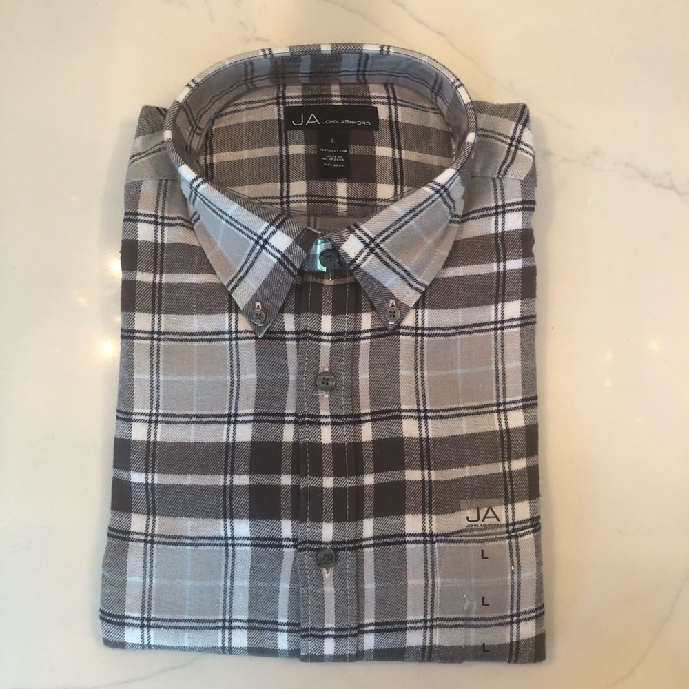 NWT John Ashford (L) plaid button up shirt